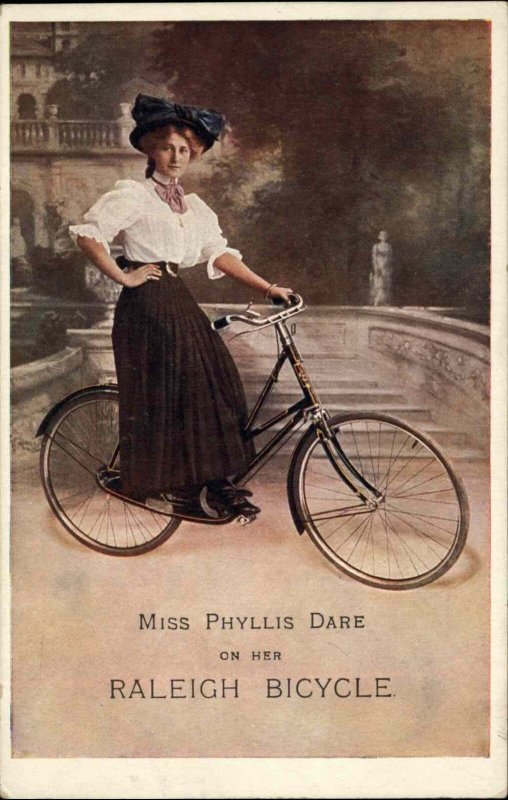 Actress Phyllis Dare & Raleigh Bicycle Advertising c1910 Postcard