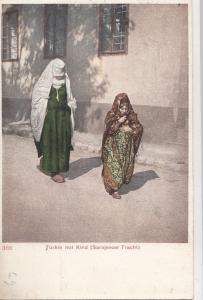 B78084 turkin mit kind sarajevoer tracht women co   bosnia scan front/back image