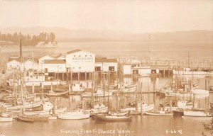 RPPC FISHING FLEET ILWACO WASHINGTON ANDERSONS TUNA REAL PHOTO POSTCARD (1940s)