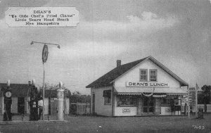 Little Boars Head Beach NH Dean's Lunch Popcorn Machine Gas Station Postcard