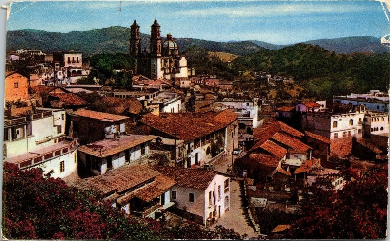 Vista Panoramica Taxco Gro Mexico VTG Postcard PM WOB Note Marcolor Vintage 