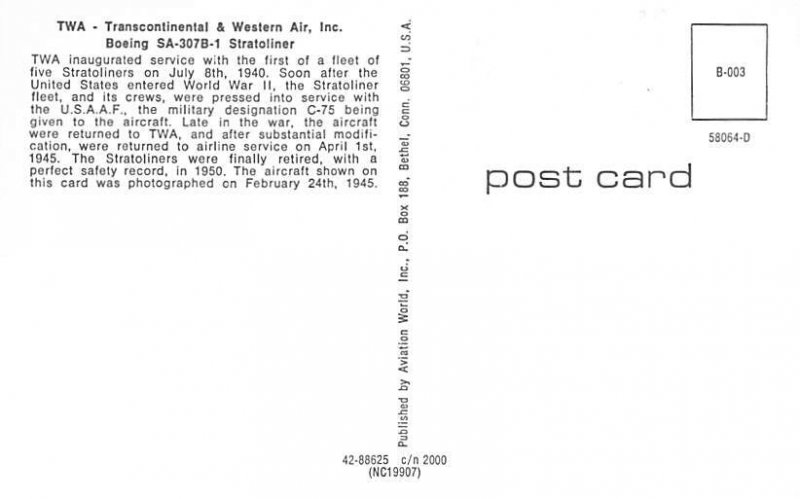 TWA transcontinental and Western air, Inc. Boeing essay â€“ 307B â€??...