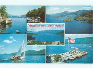 Pre-1980 FIVE VIEWS ONE POSTCARD Adirondacks - Lake George New York NY AE3713