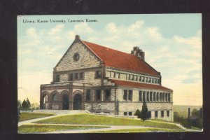 LAWRENCE KANSAS LIBRARY KANSAS UNIVERSITY JAYHAWKS VINTAGE POSTCARD