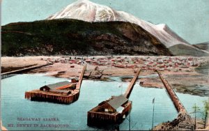 Postcard View of Port in Skagway, Alaska Mt. Dewey in Background