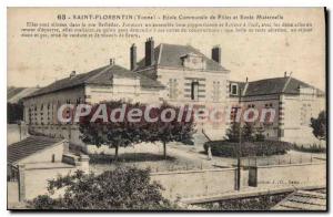 Postcard Old Saint Florentin Yonne School Girls Communale and Nursery School