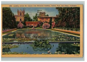 1947 Postcard Lagoon Botanical Building Balboa Park San Diego California Linen 