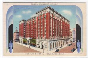 Pantlind Hotel Grand Rapids Michigan linen postcard
