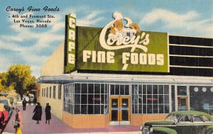 Las Vegas Nevada Coreys Fine Foods Street View Antique Postcard K60304