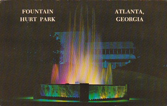 Georgia Atlanta Fountain At Hurt Park At Night