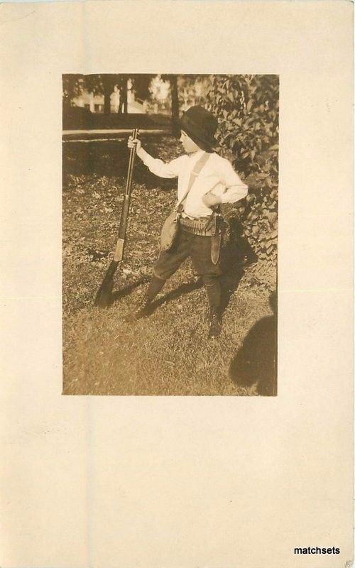 C-1910 Medford Oregon Little Boy Hunter Rifle Pacific Photo RPPC Real 13133