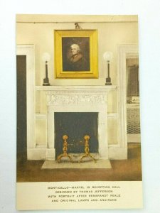 Vintage Postcard Monticello Mantel Reception Hall Jefferson Charlottesville VA