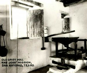 1946 RPPC San Jose Mission San Antonio Texas OLD GRIST MILL Real Photo Souvenir