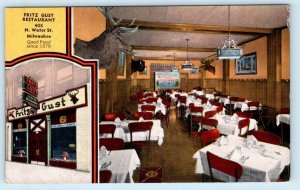 MILWAUKEE, Wisconsin WI ~ Roadside FRITZ GUST RESTAURANT c1940s  Postcard