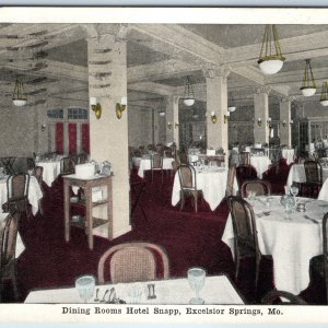 c1920s Excelsior Springs, MO Hotel Snapp Dining Room Maroon White Gold Card A222