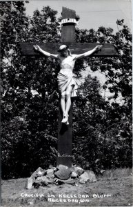 Kodak RPPC Real Photo Postcard Wisconsin Crucifix on Neceedah Bluff 1950s Z14