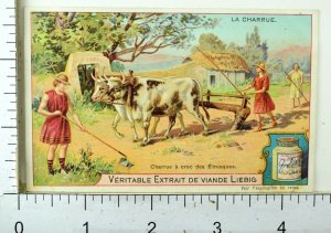 1880's Historic Farming Plowing Scenes Liebig Victorian 6 Trade Card Set K64