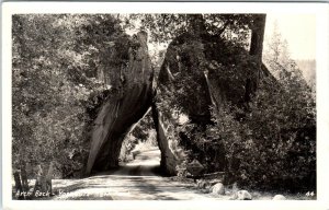 RPPC YOSEMITE NATIONAL PARK, CA ~ Road Through ARCH ROCK  1946 Postcard