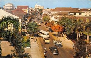 Nassau Bahamas Busy Bay Street Horse Wagon Bus Old Cars Postcard