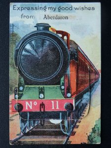 Wales Llyn Peninsula ABERDARON Express Locomotive, Old Novelty Pull-Out Postcard