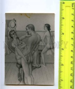 213230 RUSSIA sex lovers w/ two girl LUBOK photo miniature