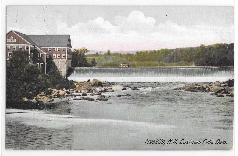 Franklin NH New Hampshire Eastman Falls Dam Leighton Vintage Postcard