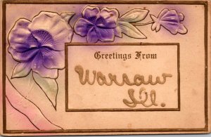 Illinois Greetings From Warsaw Embossed 1910