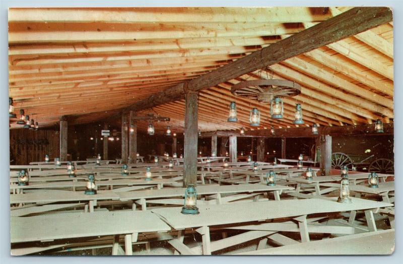 Postcard CO Colorado Springs Flying W Ranch Chuckwagon Suppers Interior '50s N13