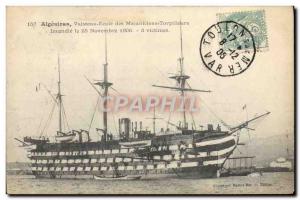 Old Postcard Boat Sailing Ship Algeciras School of mechanics Destroyers