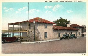 Vintage Postcard Old Custom House Long Narrow Adobe Building Monterey California