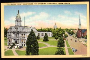 Oregon SALEM Marion Country Court House Post Office and State Capitol LINEN