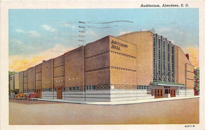 Aberdeen South Dakota 1950 Postcard Auditorium Arena