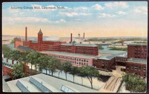 Vintage Postcard 1914 Atlantic Cotton Mill, Lawrence, Massachusetts (MA)