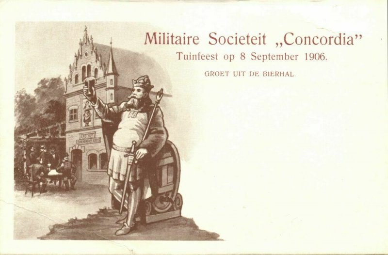 indonesia, JAVA WELTEVREDEN, Military Societeit Concordia, KNIL (1906) Postcard