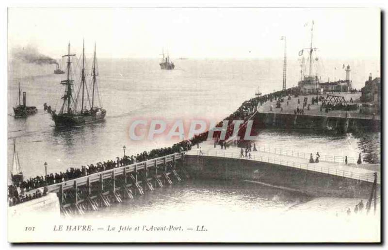 Old Postcard Le Havre La Jetee and Avant Port Boat Sailboat