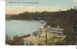 POSTCARD BIRD'S EYE VIEW OF LOOP MACATAWA MICHIGAN