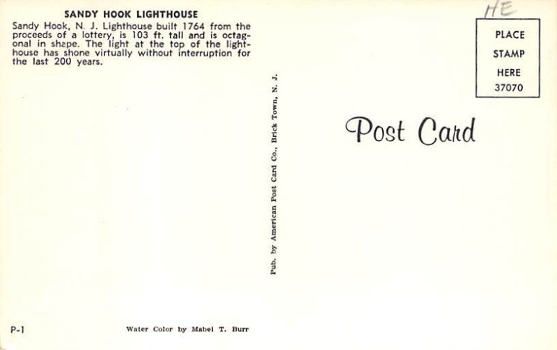 Sandy Hook Lighthouse Highlands, New Jersey USA Unused