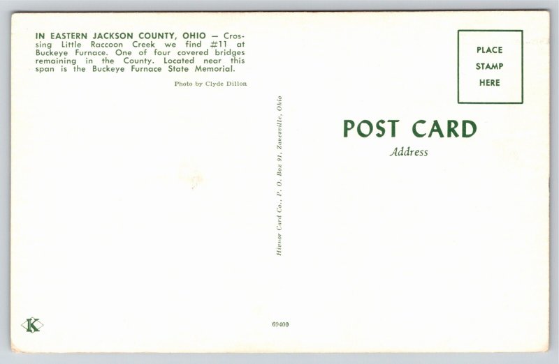 Bridges~Covered Bridge In Jackson County Ohio~Vintage Postcard