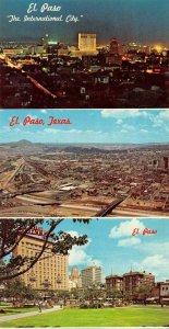 EL PASO, Texas TX  DAY & NIGHT BIRD'S EYE VIEW & SAN JACINTO PLAZA *3* Postcards