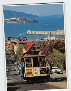 Postcard San Francisco Bay Alcatraz Cable Car on Hyde Street San Francisco CA