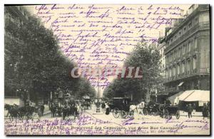 Old Postcard Paris Boulevard des Capucines View taken Rue Caumartin