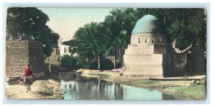 c1910 Bookmark Hand Colored Egypt Ei-Marg Village Cairo Mule River Postcard 