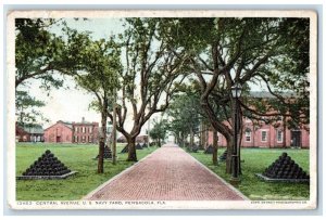 c1910's Central Avenue U.S Navy Yard Pensacola Florida FL Phostint Postcard