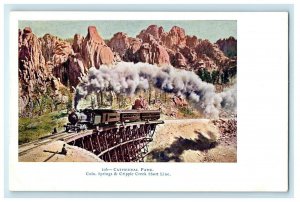 c1905 Cathedral Park Train View Cripple Creek Short Line & Colo Springs Postcard