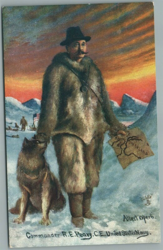 ARCTIC DISCOVERY COMMANDER PEARY US NAVY ANTIQUE POSTCARD