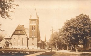 Real Photo Postcard Chapel Street in Cobleskill, New York~121655