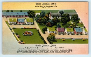 CHAMBERSBURG, Pennsylvania PA ~ Roadside DIXIE TOURIST COURT 1953 Linen Postcard