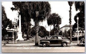 K46/ Lake City Florida RPPC Postcard c1940s City Park & Post Office 161