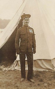 1910 King's Royal Rifle Corps Frocke Drill Soldier Summer Camp RPPC