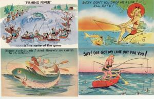 COMIC   FISHING   4 POSTCARDS postcard